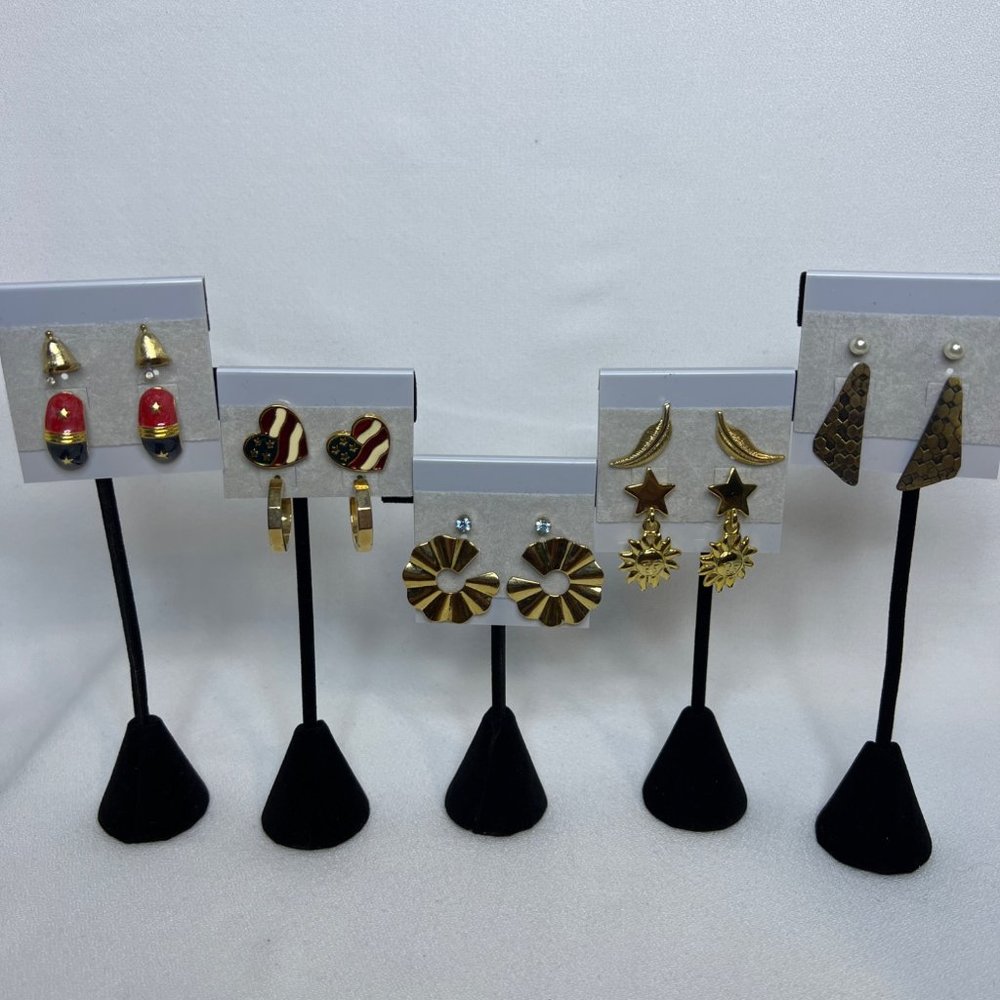 Vintage Lot of Gold Tone Pierced Earrings Multiple Sizes
